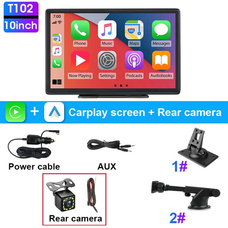 JMCQ 10 inch Carplay Car Smart Screen multimedia Video player Wireless Carplay Android Auto Car Radio for Apple Android Stereo