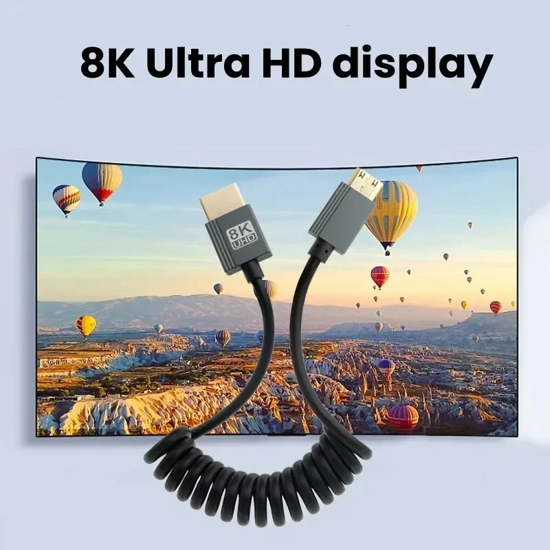 كابل HDMI بدقة 8K UHD عالي السرعة سلك ملفوف ميني ومايكرو للكاميرا والشاشات