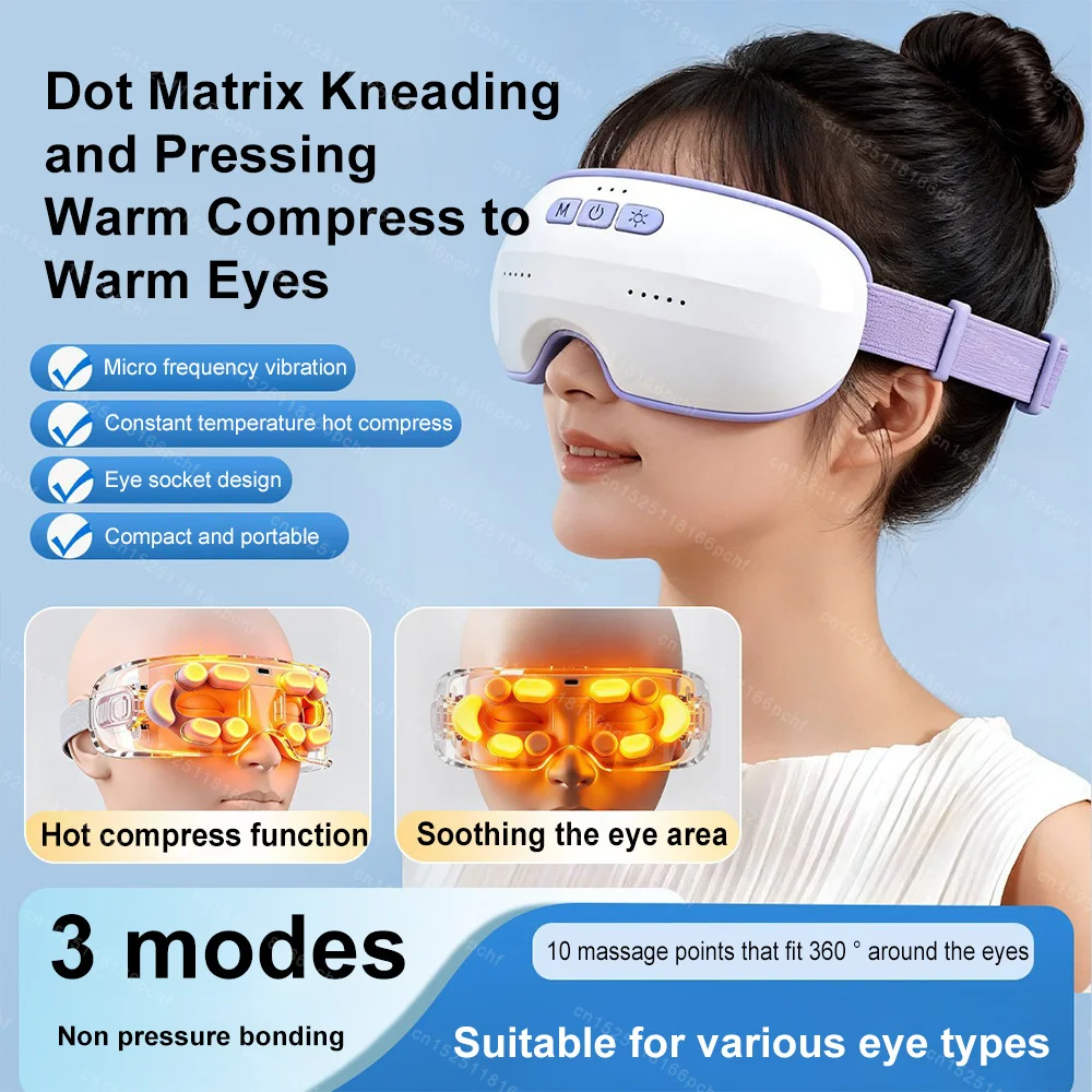 Folding Eye Massager Eye Mask with Hot Compress Airbag Compression Eye Care Device Gift for Eye Strain Dry Eye Improve Sleep
