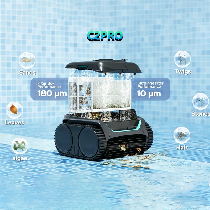 Robotic Pool Cleaners WYBOT C2PRO Pool Vacuum Robot with App Control Up to 180mins Dual-layer Filtration Scheduled Cleaning