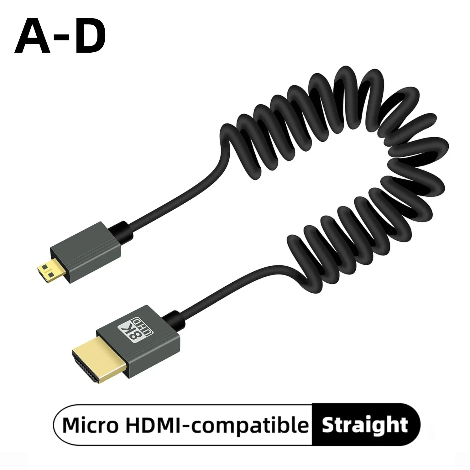 كابل HDMI بدقة 8K UHD عالي السرعة سلك ملفوف ميني ومايكرو للكاميرا والشاشات