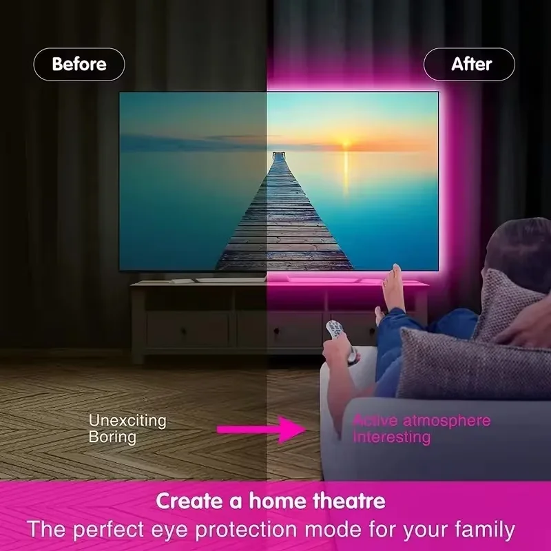 إضاءة LED ذكية RGB USB تحكم عن بعد مزامنة موسيقى