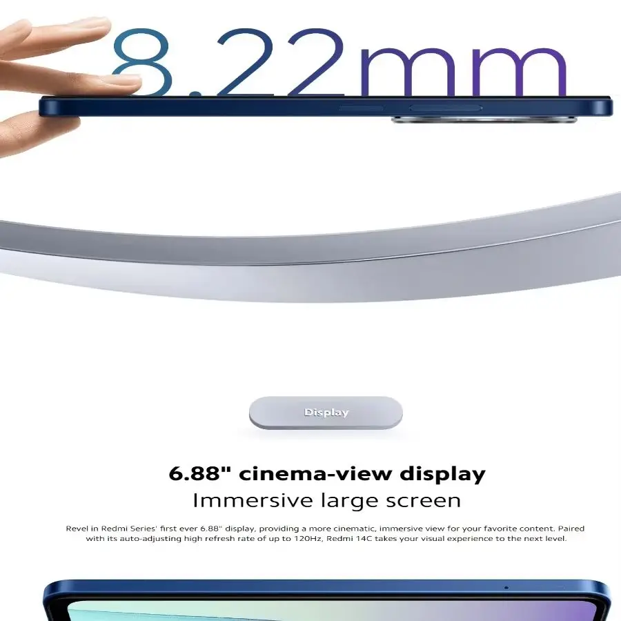 هاتف ريدمي 14C إصدار عالمي 256 جيجابايت رام 8 جيجابايت NFC شاشة 6.88 بوصة