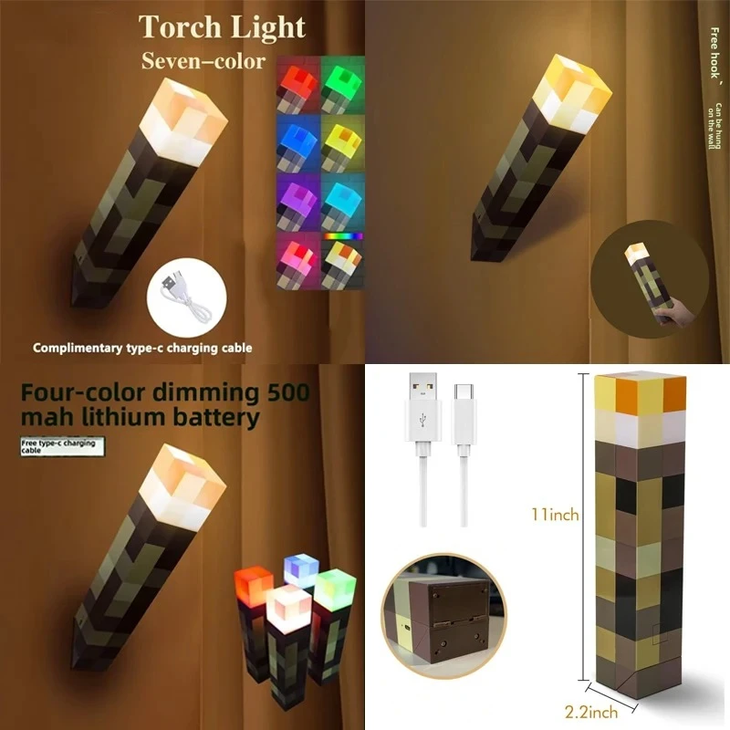 مصباح ليلي LED شعلة USB مشبك