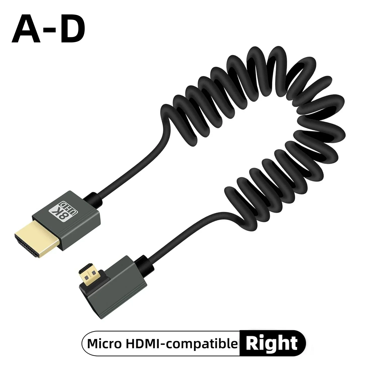 كابل HDMI بدقة 8K UHD عالي السرعة سلك ملفوف ميني ومايكرو للكاميرا والشاشات