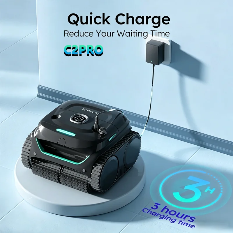 Robotic Pool Cleaners WYBOT C2PRO Pool Vacuum Robot with App Control Up to 180mins Dual-layer Filtration Scheduled Cleaning