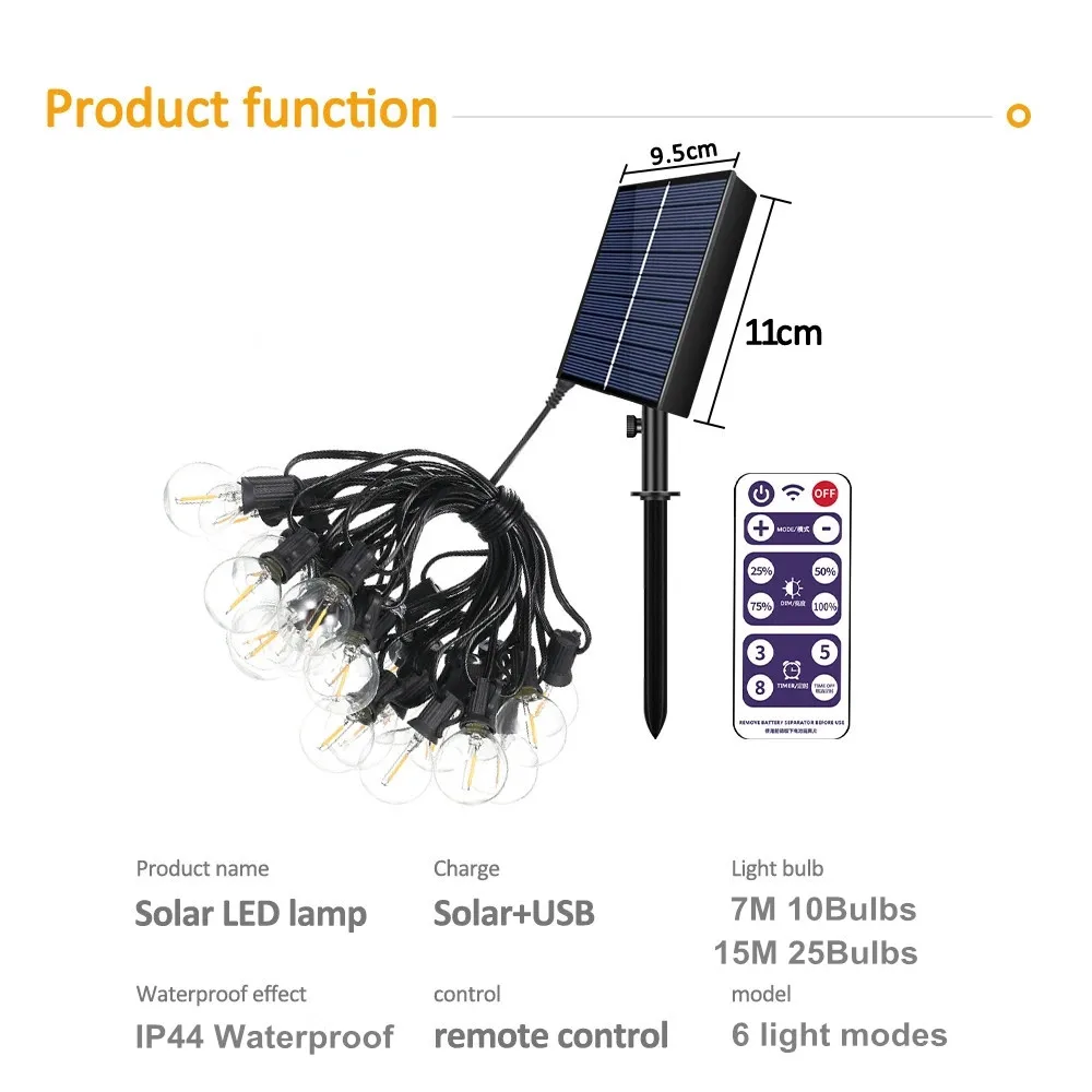 أضواء فناء شمسية G40 USB 8 أوضاع