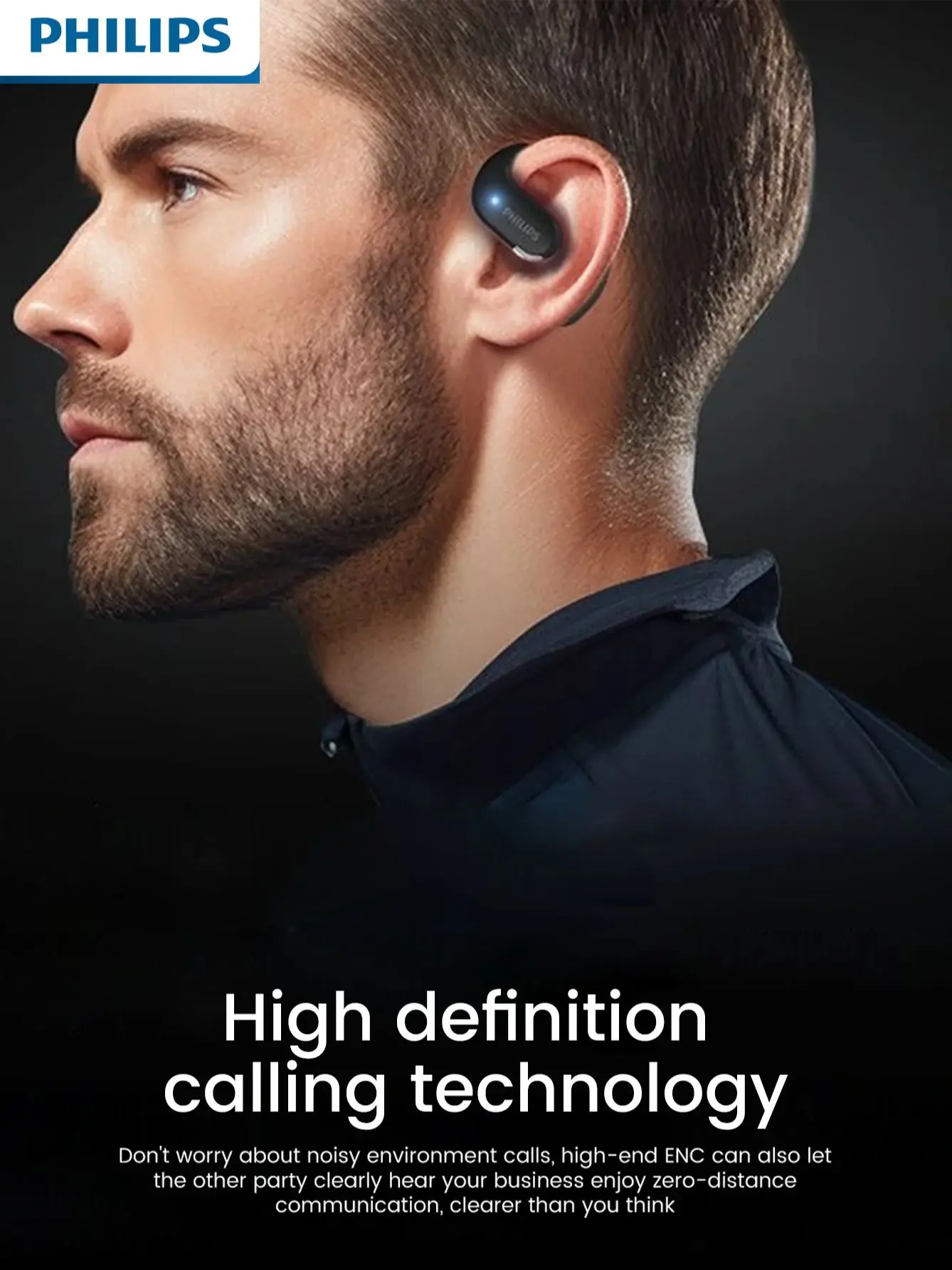سماعات Philips لاسلكية رياضية بخطاف بطارية طويلة تحكم باللمس