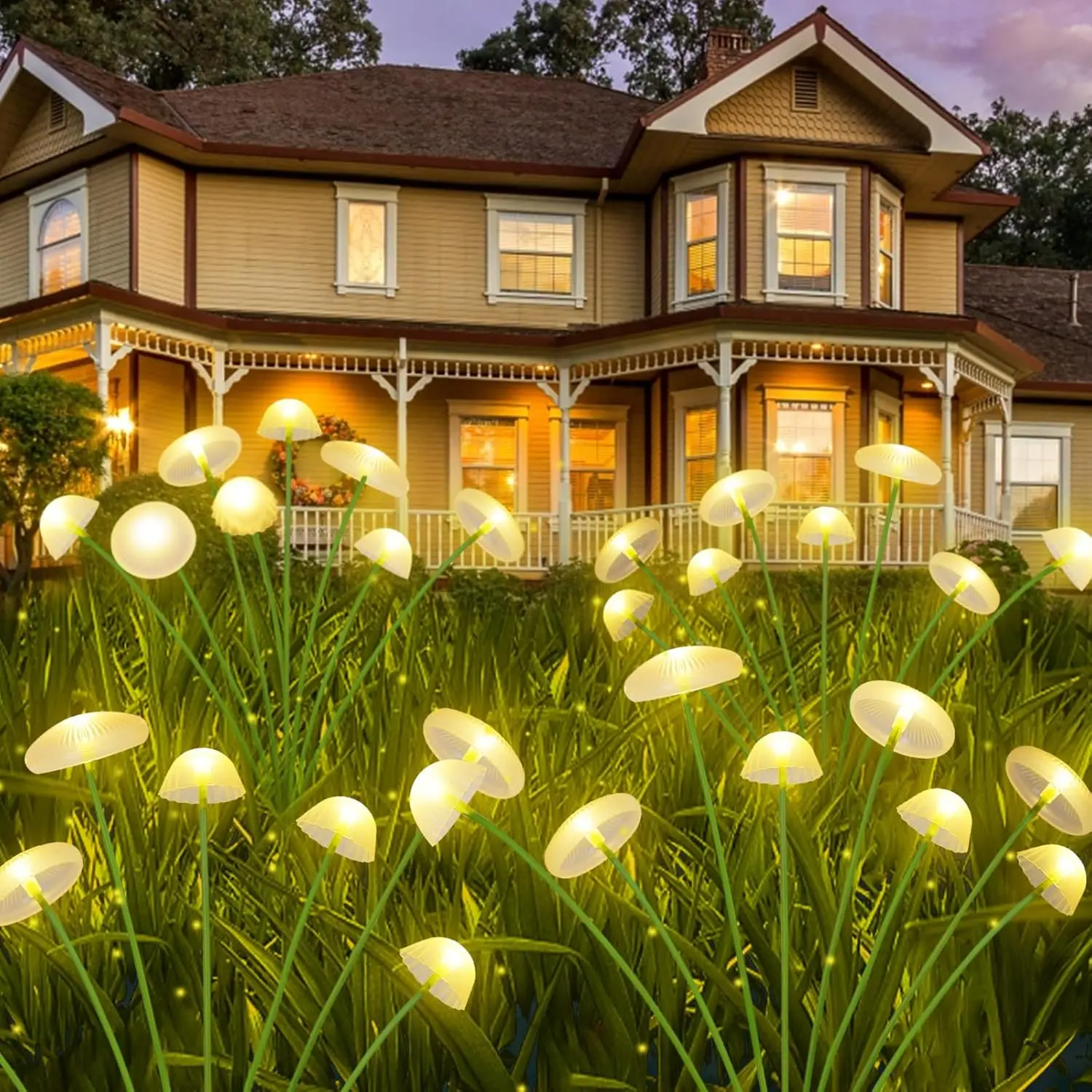 أضواء حدائق شمسية LED مقاومة للماء بوضعين تشغيل وتصميم قنديل البحر
