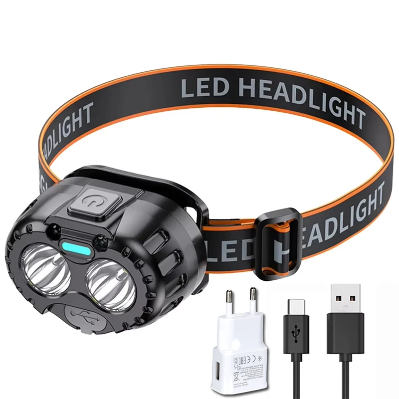Ultra-Bright Headlamp LED Head Flashlight Rechargeable  Adjustable Light with Magnetic Head Torch Outdoor Camping Fishing