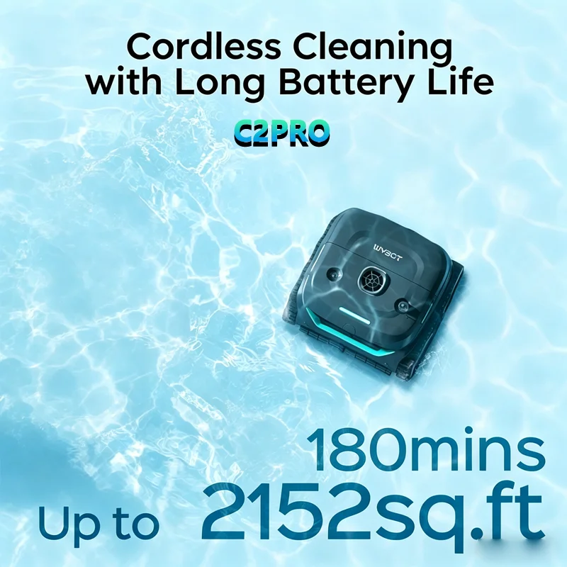 Robotic Pool Cleaners WYBOT C2PRO Pool Vacuum Robot with App Control Up to 180mins Dual-layer Filtration Scheduled Cleaning