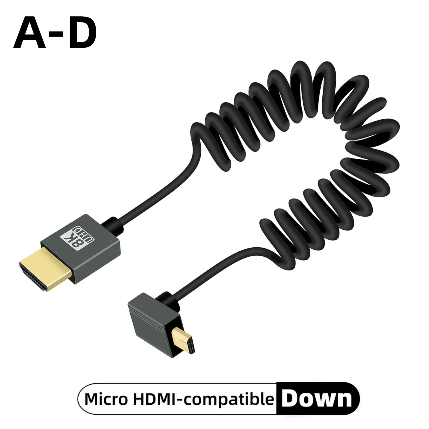كابل HDMI بدقة 8K UHD عالي السرعة سلك ملفوف ميني ومايكرو للكاميرا والشاشات