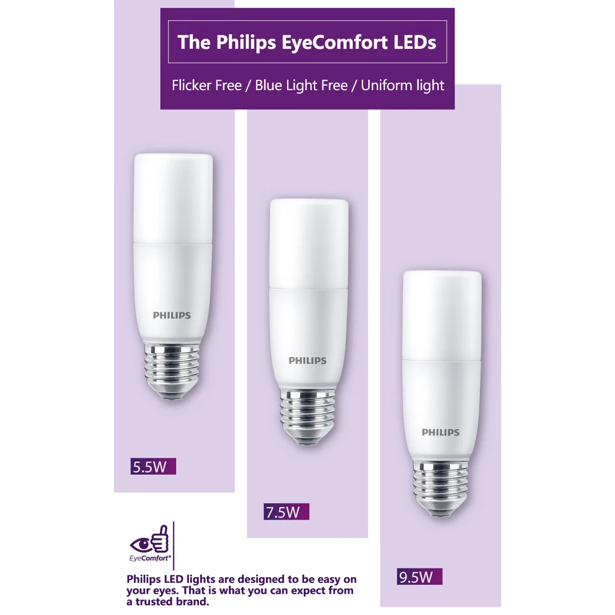 لمبة Philips LED E27 5.5W 7.5W 9.5W 4000K 6500K