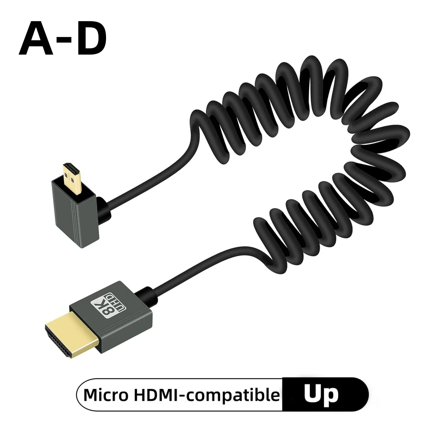 كابل HDMI بدقة 8K UHD عالي السرعة سلك ملفوف ميني ومايكرو للكاميرا والشاشات