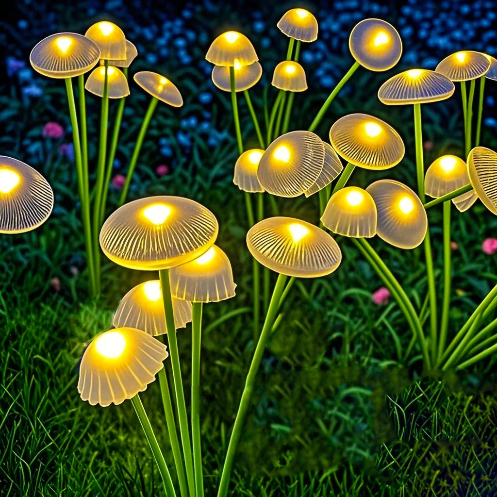 أضواء حدائق شمسية LED مقاومة للماء بوضعين تشغيل وتصميم قنديل البحر