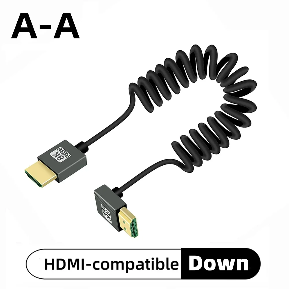 كابل HDMI بدقة 8K UHD عالي السرعة سلك ملفوف ميني ومايكرو للكاميرا والشاشات