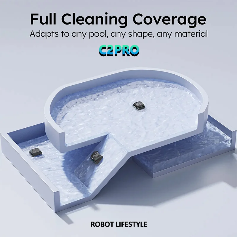 Robotic Pool Cleaners WYBOT C2PRO Pool Vacuum Robot with App Control Up to 180mins Dual-layer Filtration Scheduled Cleaning