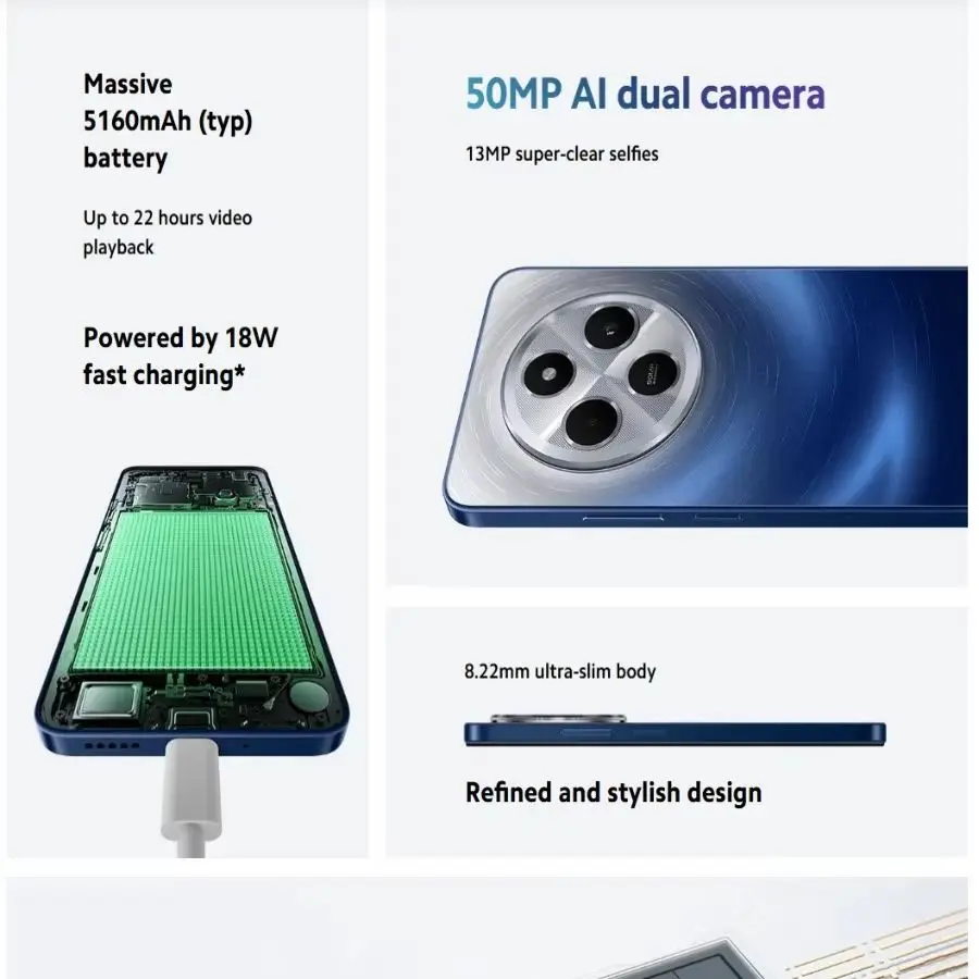 هاتف ريدمي 14C إصدار عالمي 256 جيجابايت رام 8 جيجابايت NFC شاشة 6.88 بوصة
