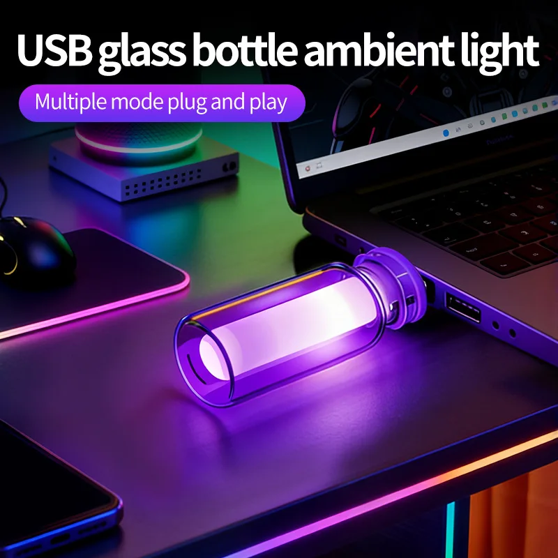 إضاءة محيطة LED RGB USB 10 أوضاع مفتاح لمس 5 فولت