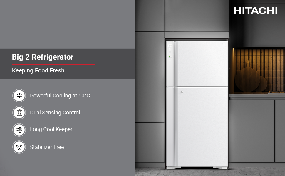 Hitachi Refrigerator, 2 Doors, 549 L, 19.4Cu.Ft, White - R