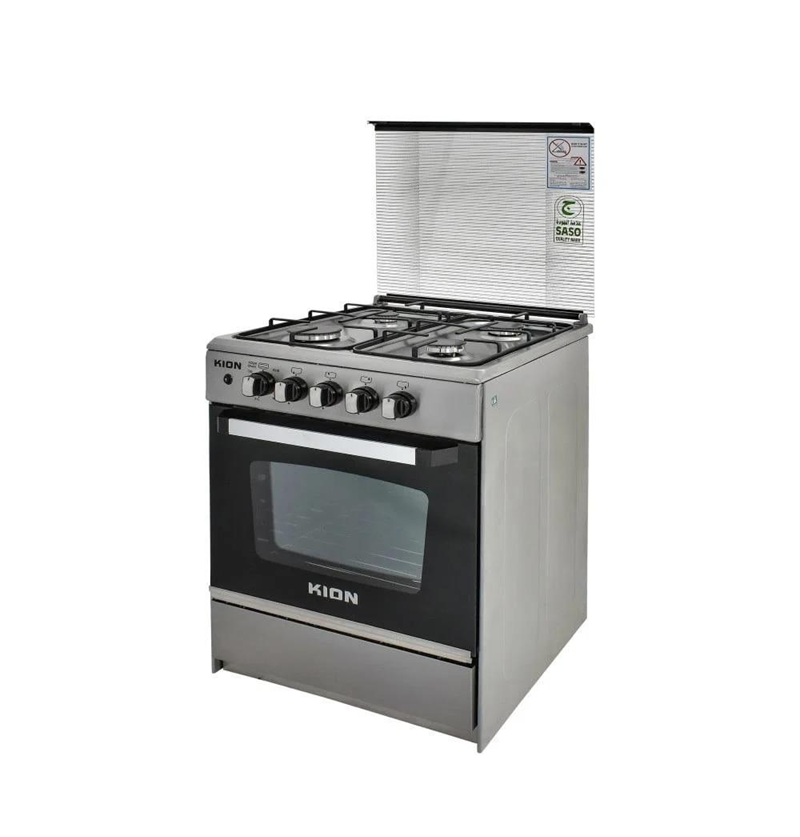 Kion Gas Oven 55*55 cm, 4 Burners, Full Safety, Silver - KFS555B-1