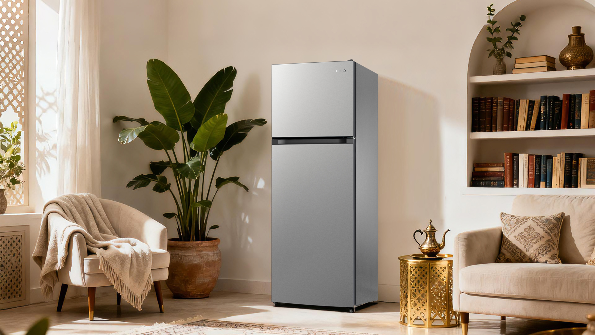 リキッドチャージ エスシーケー CHIQ Double Door Refrigerator, 251 Liters, 8.9 Cu.Ft, Silver