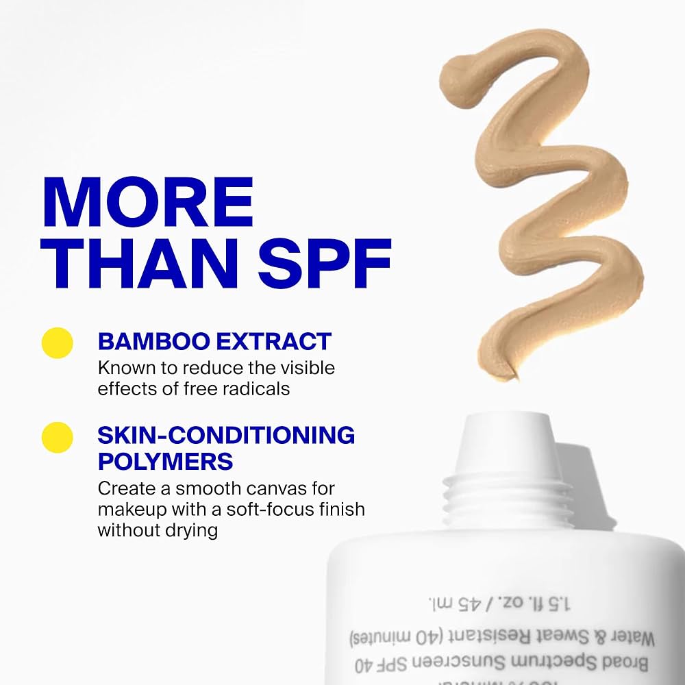  Supergoop! Mineral Mattescreen SPF 40 واقي شمس معدني 100% واسع الطيف، يجمع بين الحماية اليومية والبرايمر في منتج واحد، بتركيبة خالية من الزيوت تمنح البشرة لمسة مطفية، وتقلل مظهر المسام واللمعان، مع مقاومة للماء والتعرق 