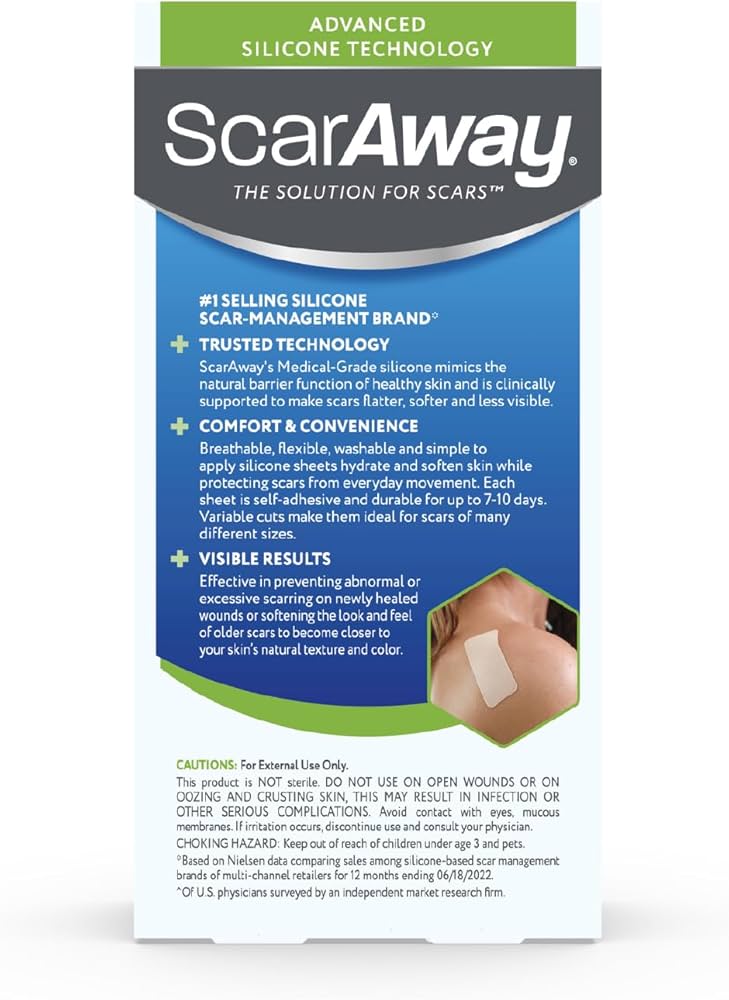  شرائح سيليكون من (Scar away )طبية متقدمة لعلاج وتقليل الندبات – قابلة لإعادة الاستخدام (8 شرائح متنوعة) 