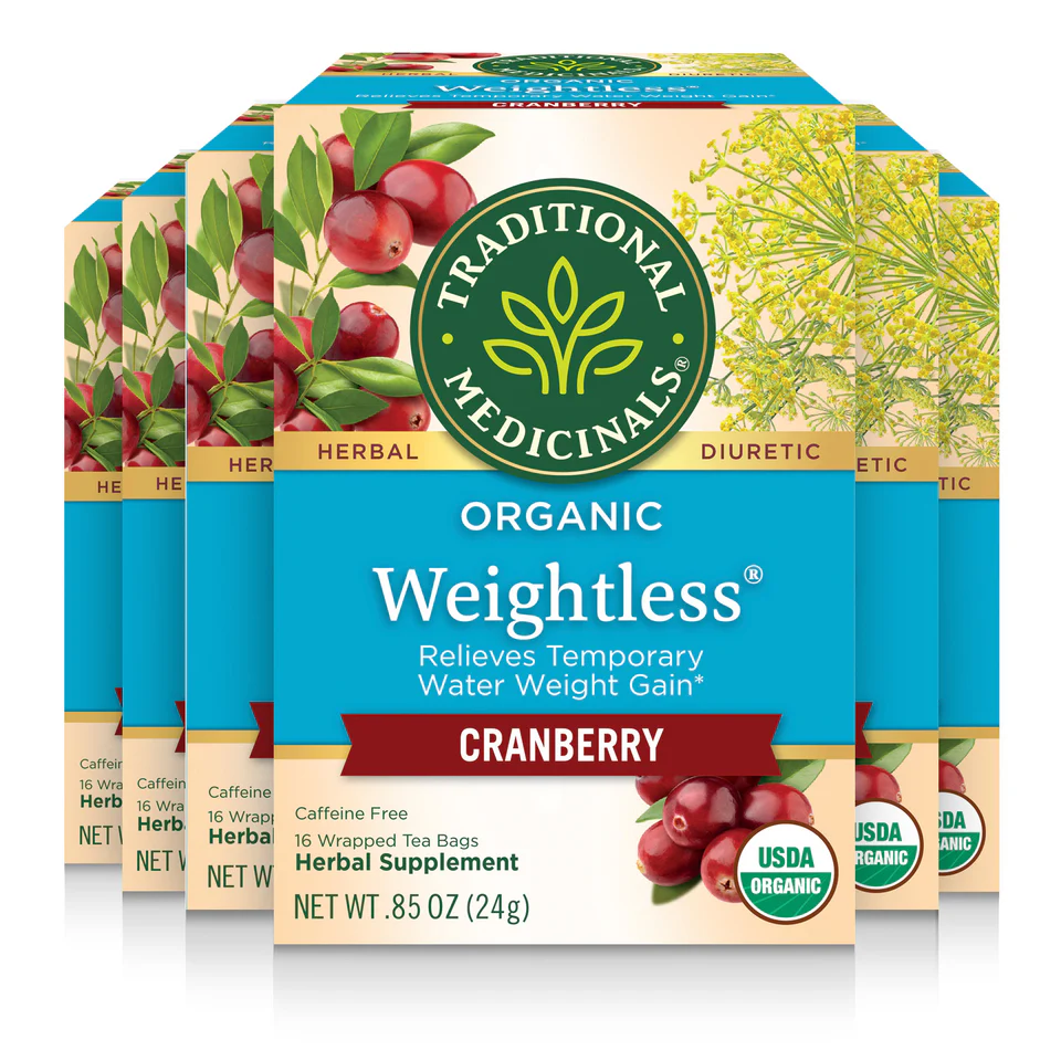  تراديشيونال ميديسينالز Organic Weightless، التوت البري، خالٍ من الكافيين، 16 كيس شاي مغلّف، 85 أونصة (24 جم) 