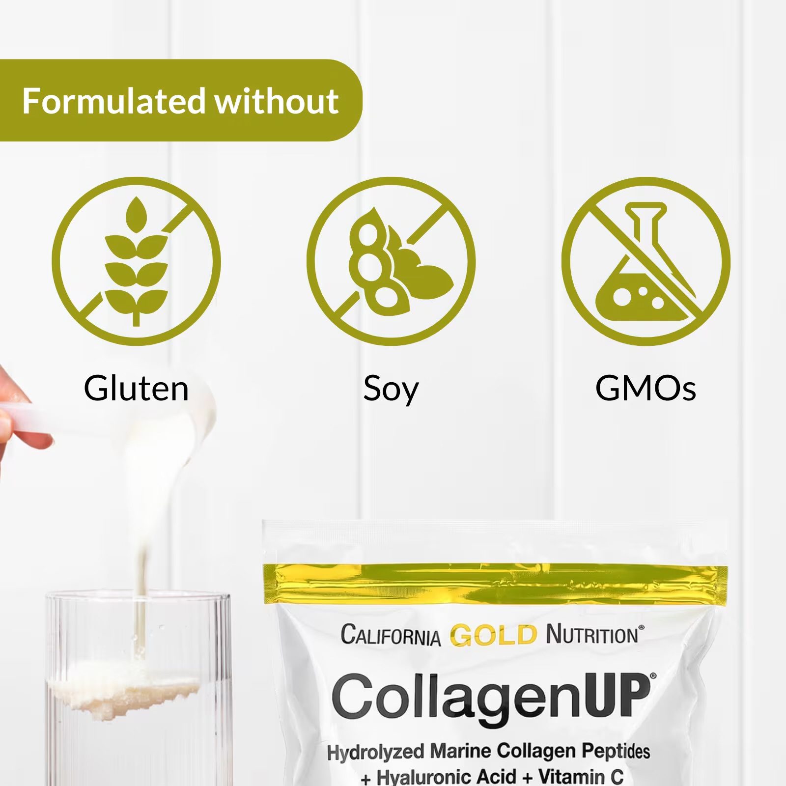  CollagenUP، بيبتيدات كولاجين بحرية متحللة مع حمض الهيالورونيك وفيتامين جـ، بدون نكهات، 16.37 أونصة (464 جم) 