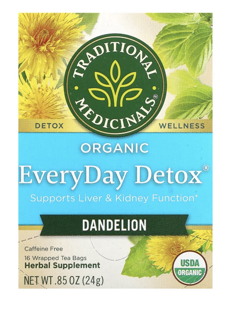  EveryDay Detox العضوي، بالهندباء، خالٍ من الكافيين، ، 16 كيس شاي مغلّف، 0.85 (24 جم) 