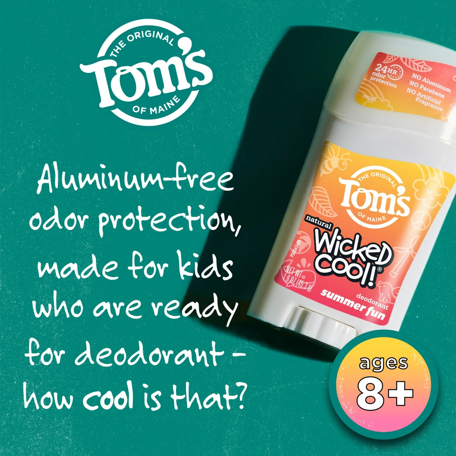  ‏Tom’s of Maine - Deodorant for Kids مزيل عرق نباتي 100% للأطفال بالفايتمن سي 