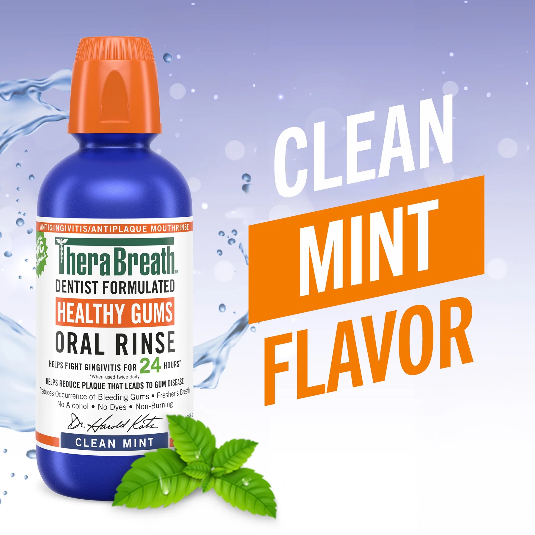  غسول الفم TheraBreath بالنعناع المنعش Clean Mint لتعزيز صحة اللثة ومكافحة البكتيريا – 500 مل 