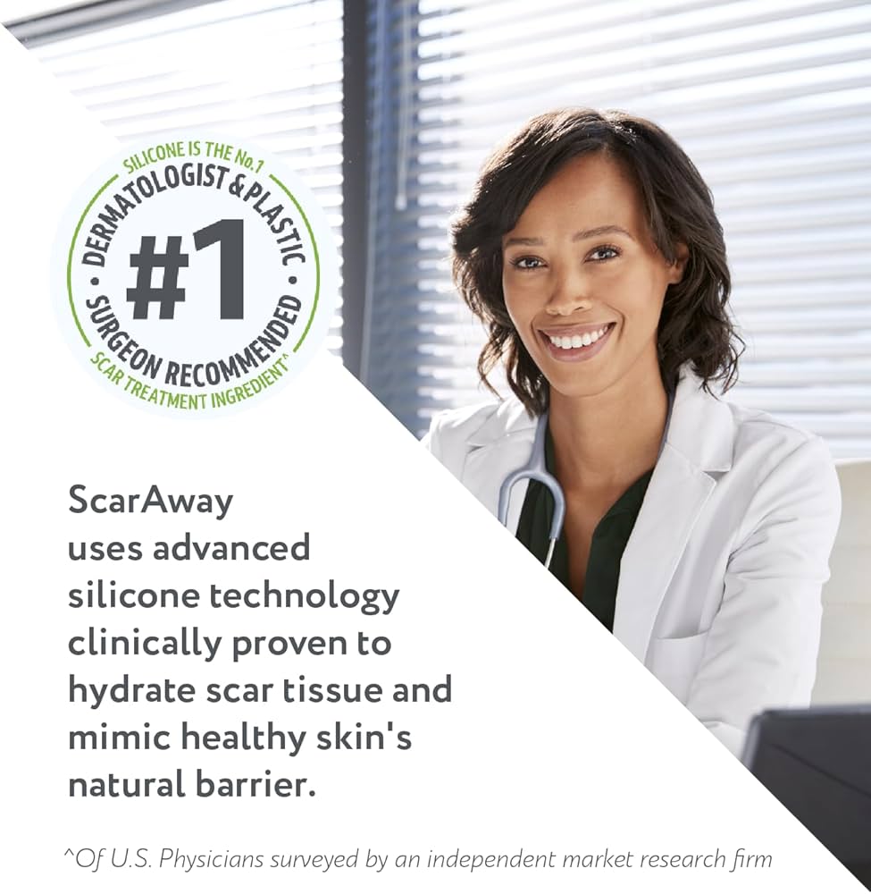  شرائح سيليكون شفافة من (scar away )متقدمة للندبات 1.5 × 3 بوصة – طبية الجودة لعلاج ندبات العمليات والحروق والجدرة (6شرائح 