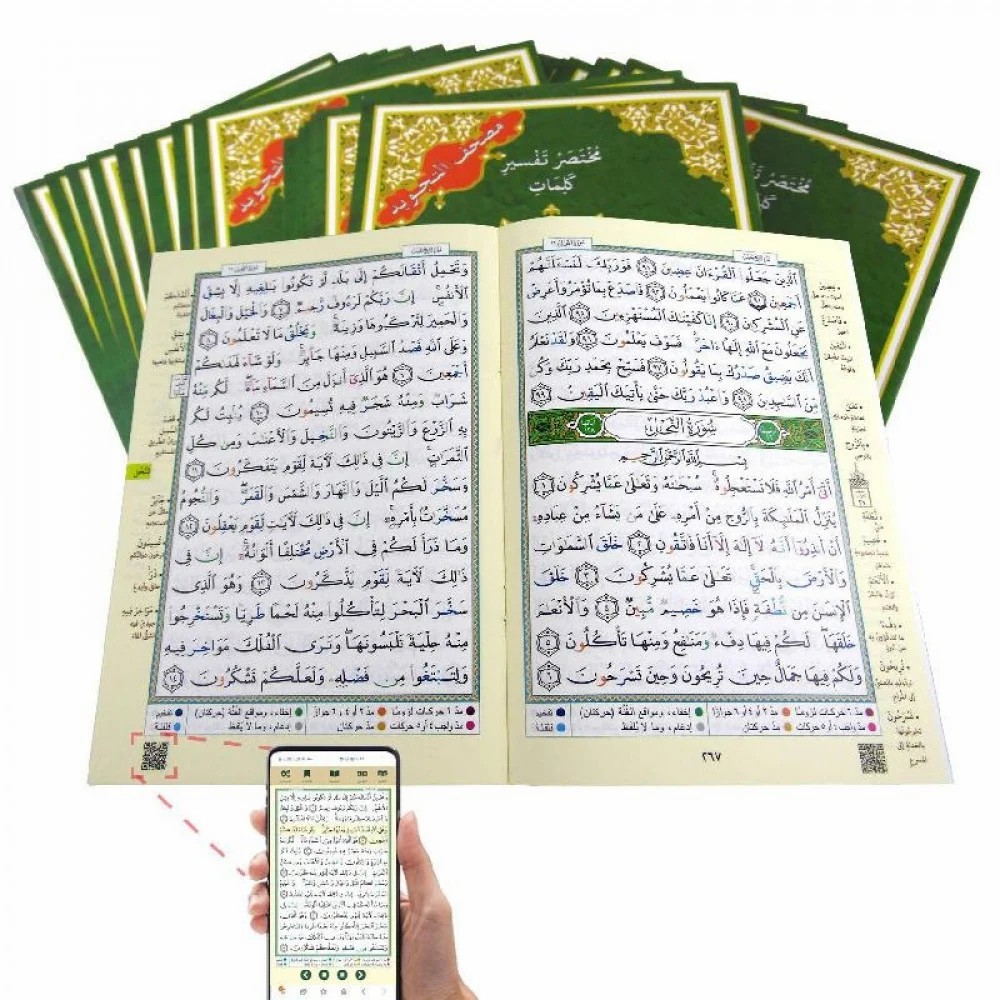 مصحف التجويد مجزأ 30 جزء مع تفسير الكلمات-مقاس كبير 17*24