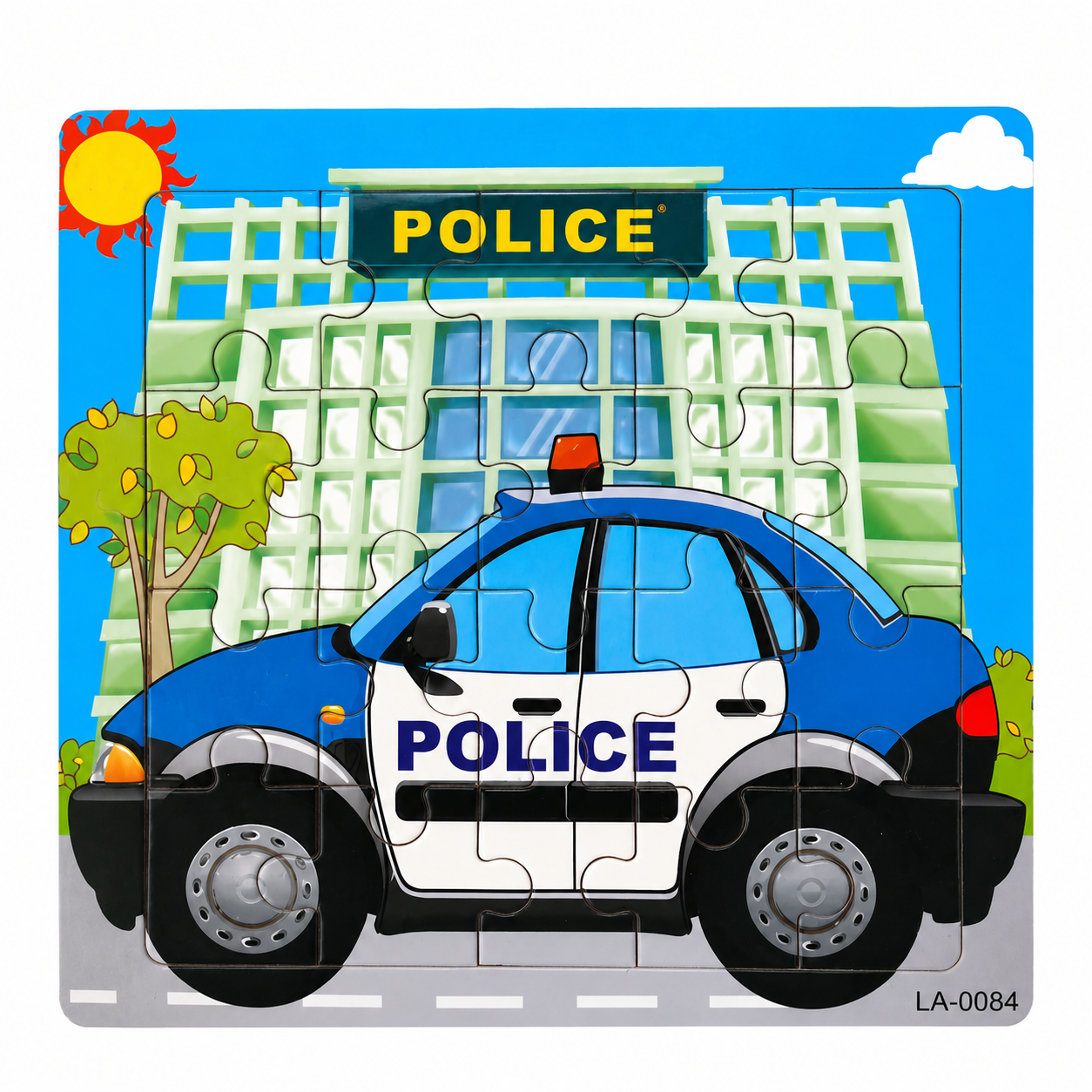 لعبة تركيب خشبية (بازل) على شكل سيارة شرطة (موديل: LA-0084) - Wooden P