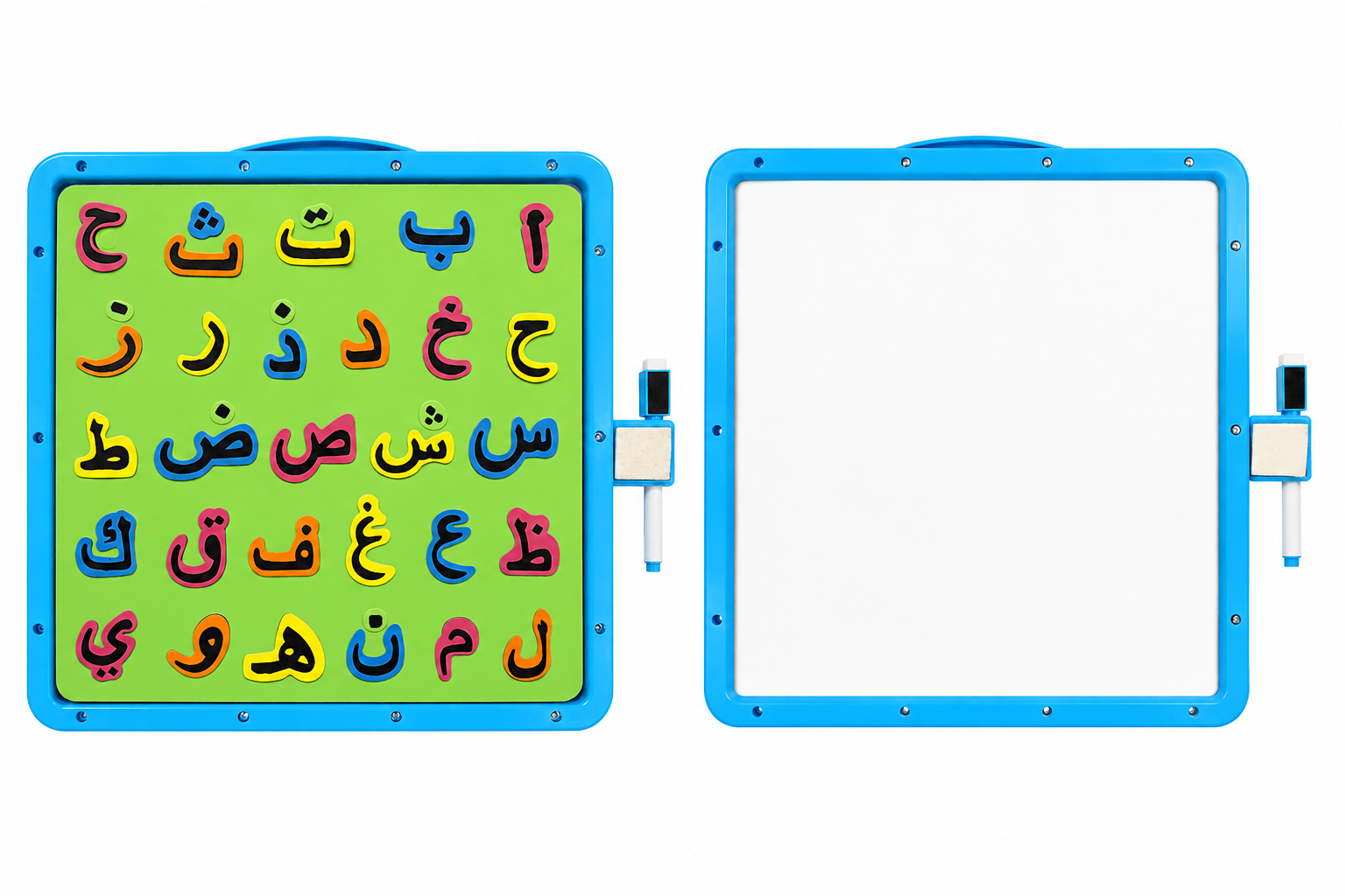 لوحة التعلم التعليمية المزدوجة (حروف عربية + سبورة بيضاء) - Educationa