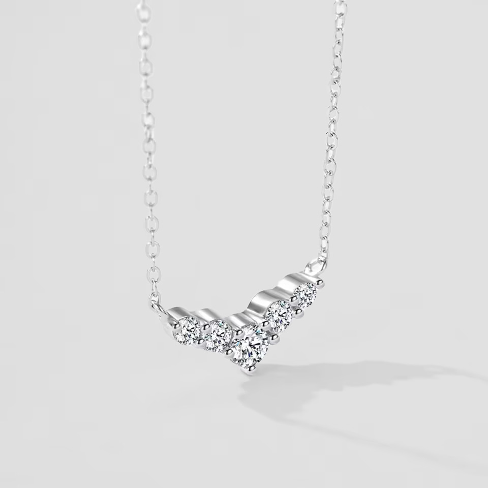 Additional view: Sterling Silver 'V' Letter Necklace by Raseel Gifts