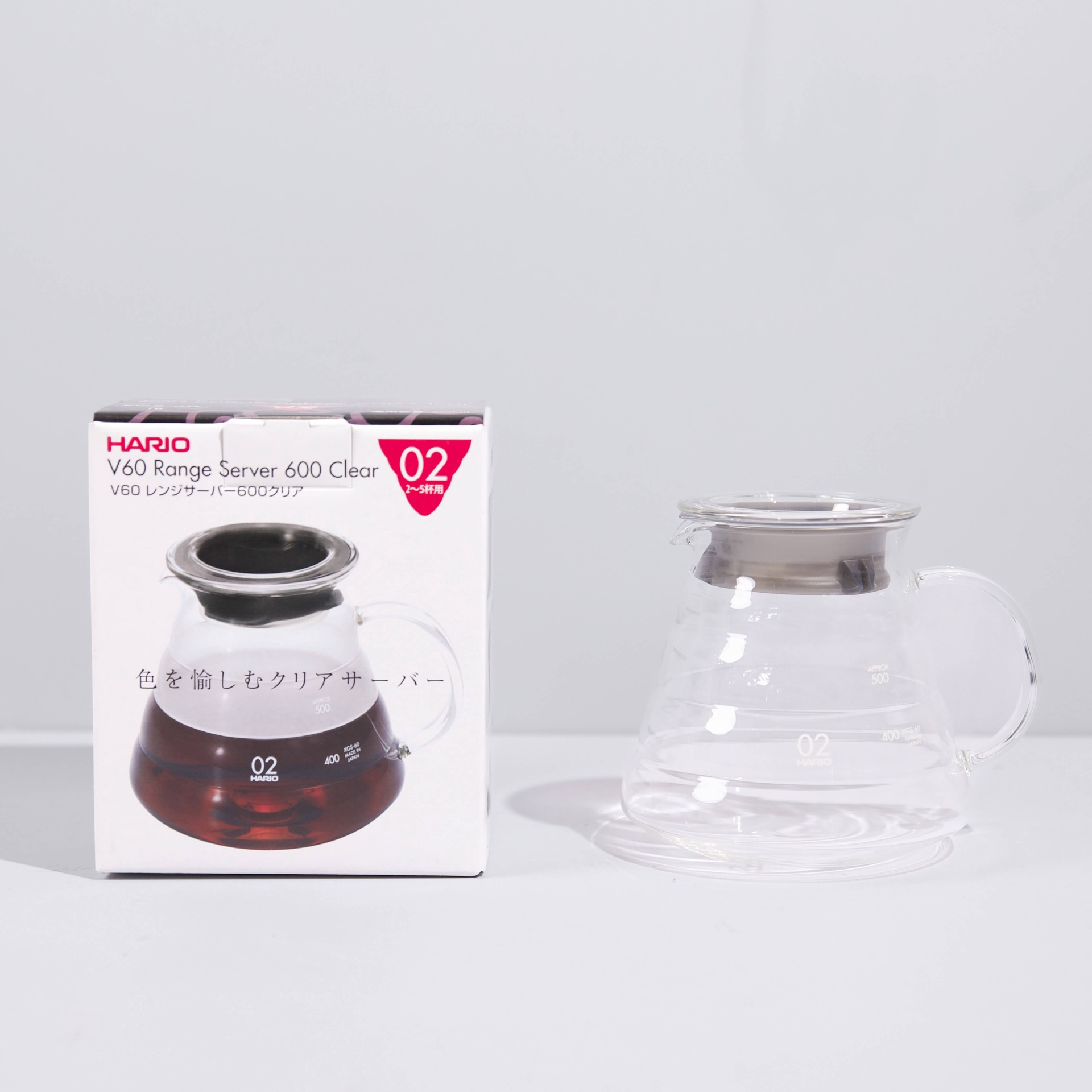 Hario V60 Range Server glass carafe with its box