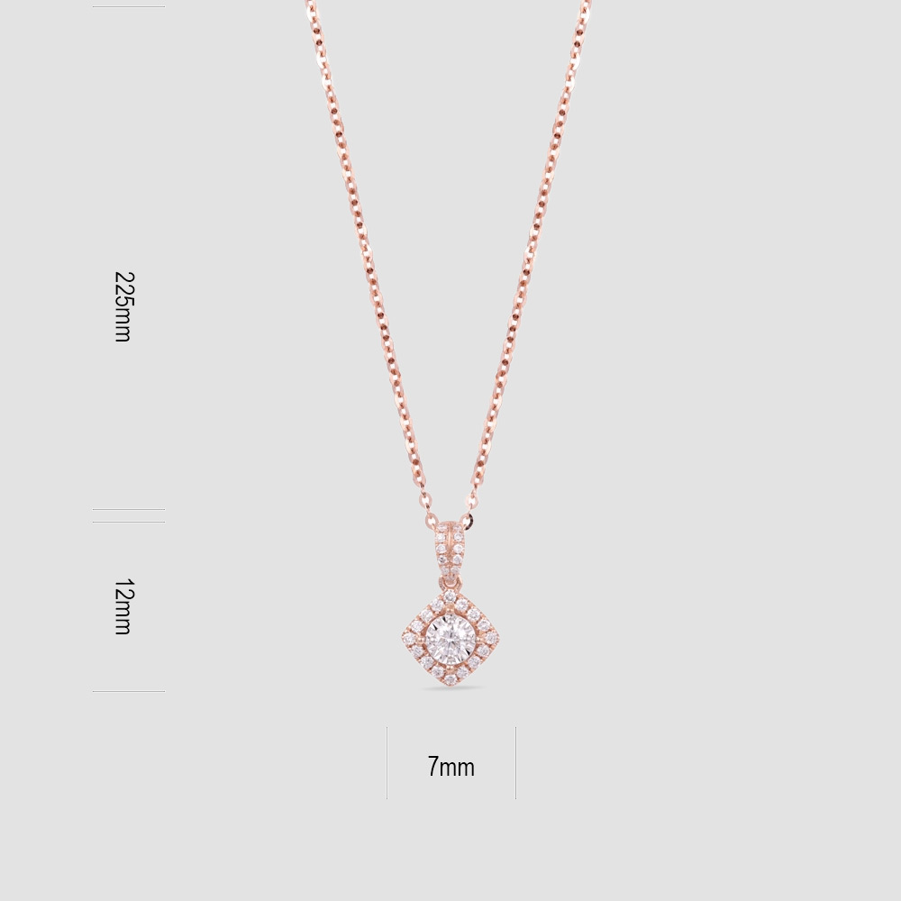 Additional view: Amniya Rose Gold Diamond Halo Necklace by Raseel Gifts