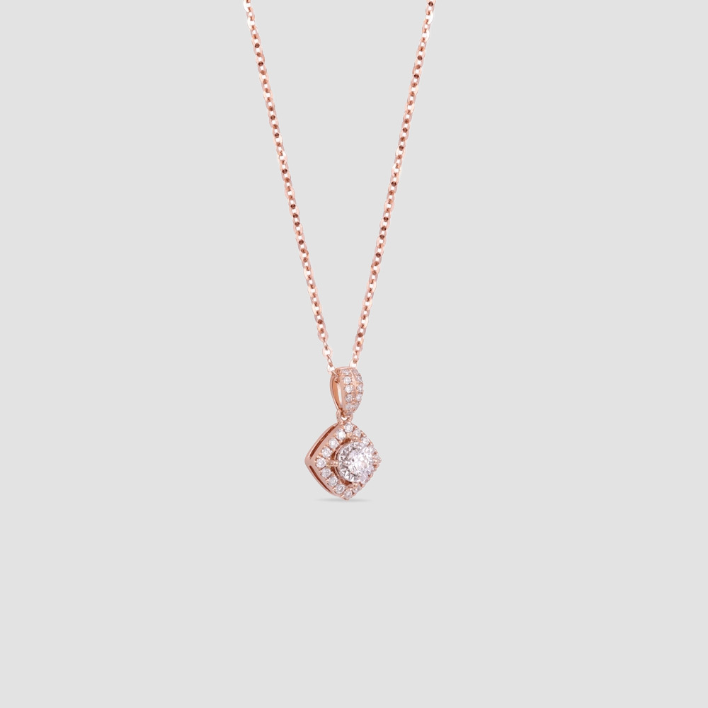 Additional view: Amniya Rose Gold Diamond Halo Necklace by Raseel Gifts