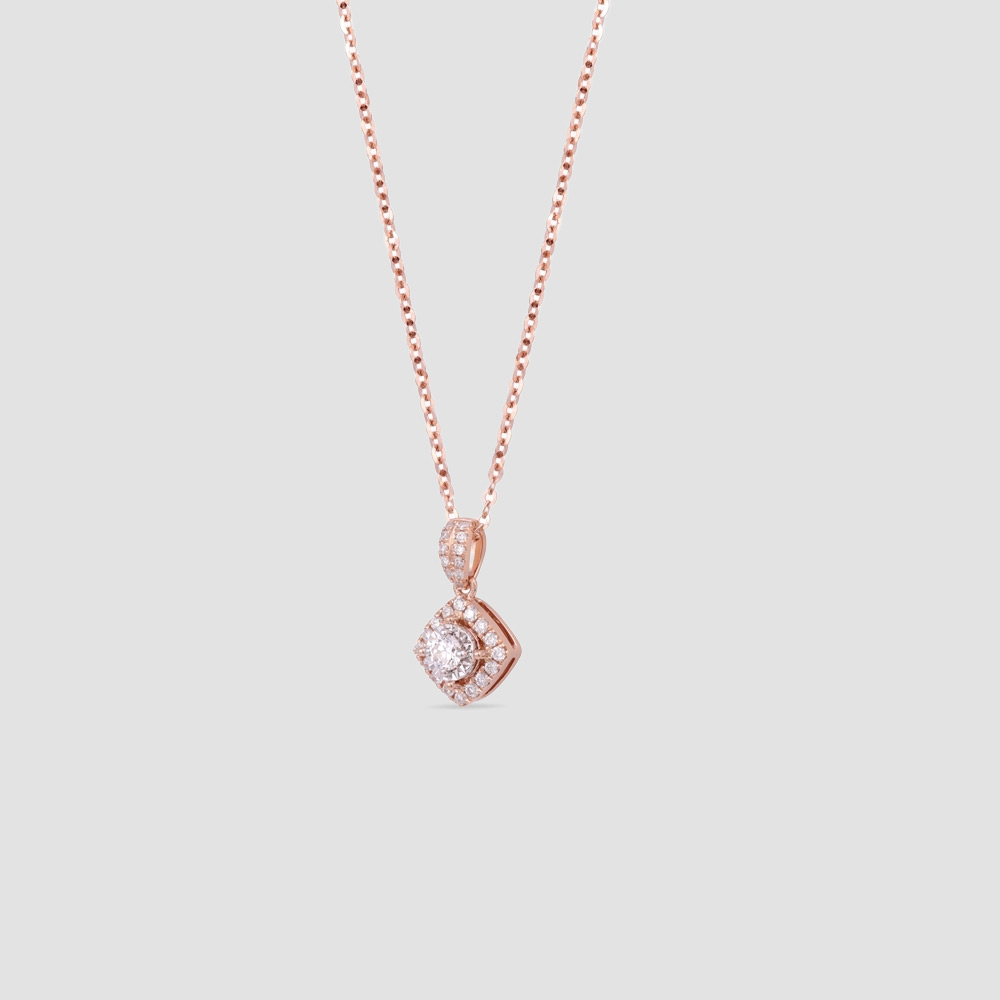 Additional view: Amniya Rose Gold Diamond Halo Necklace by Raseel Gifts