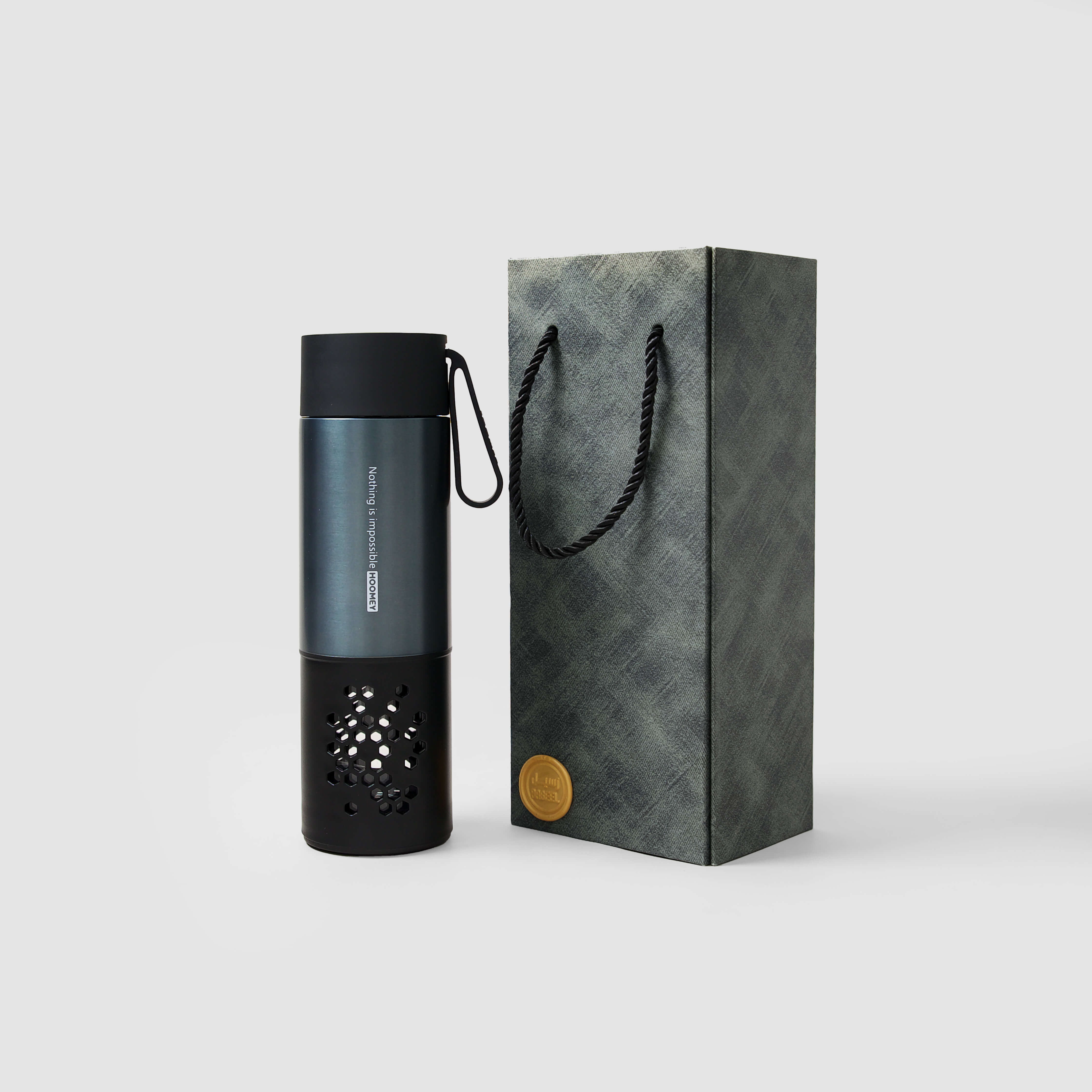 Additional view: HOOMEY Insulated Flask 400ml — Black, Personalized by Raseel Gifts