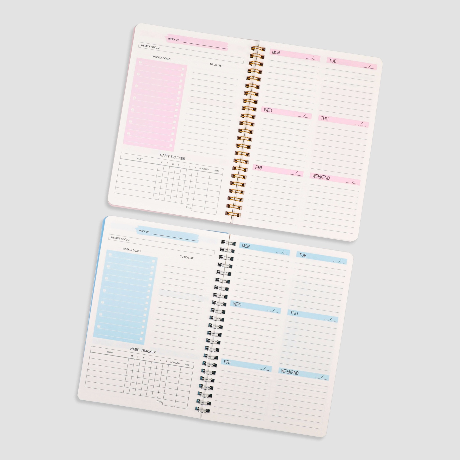 دفتر Weekly Planner بلونين وردي وأزرق