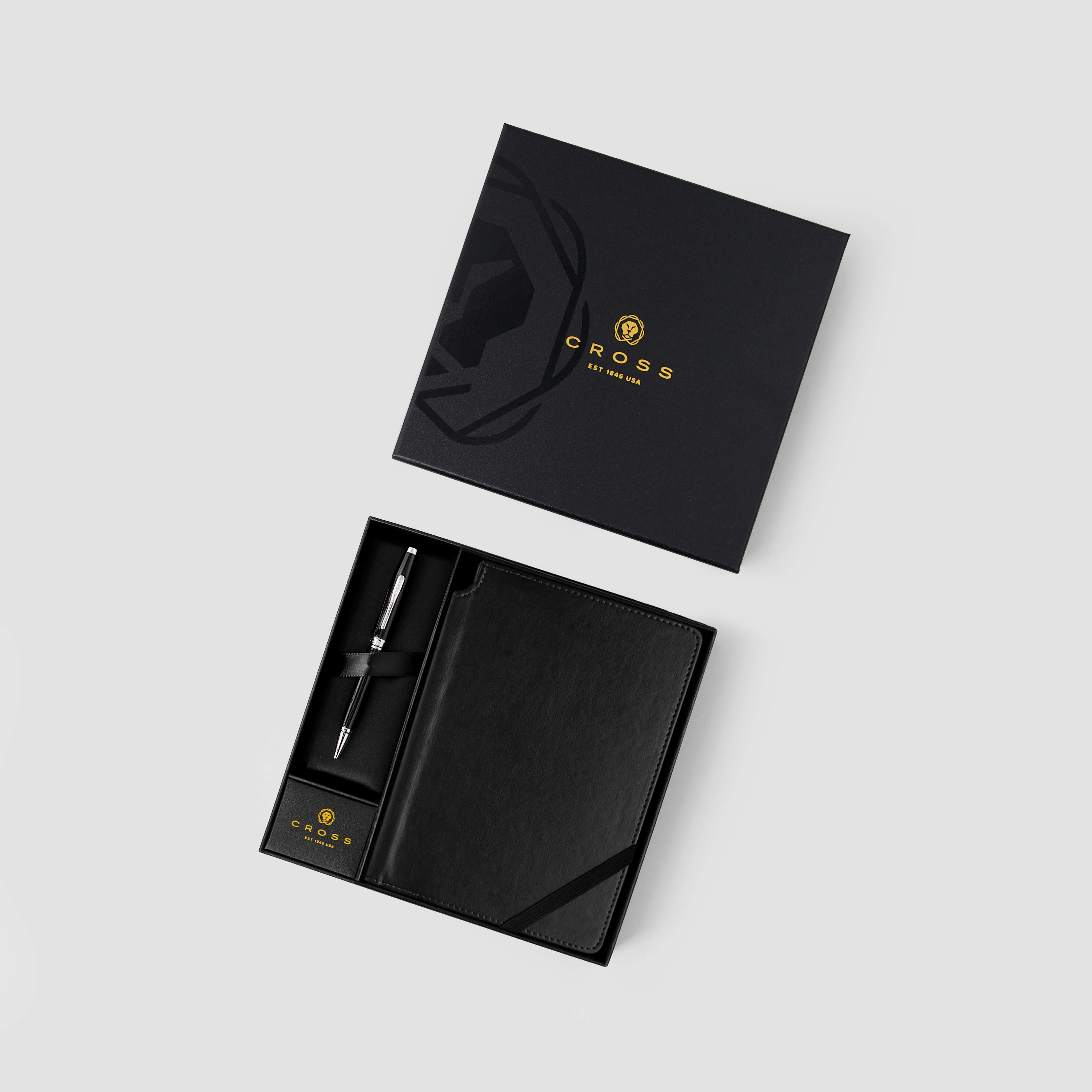 CROSS notebook and pen set in a luxury presentation box by Raseel