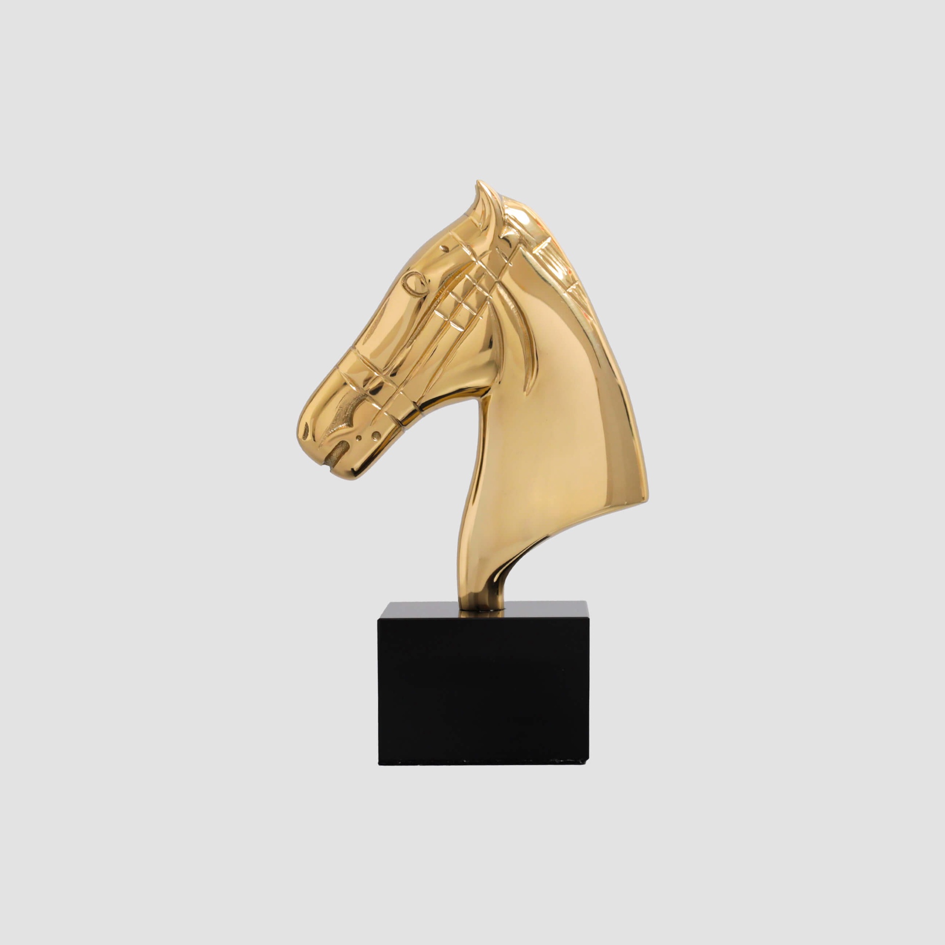 Golden horse figurine front view – luxury home decor