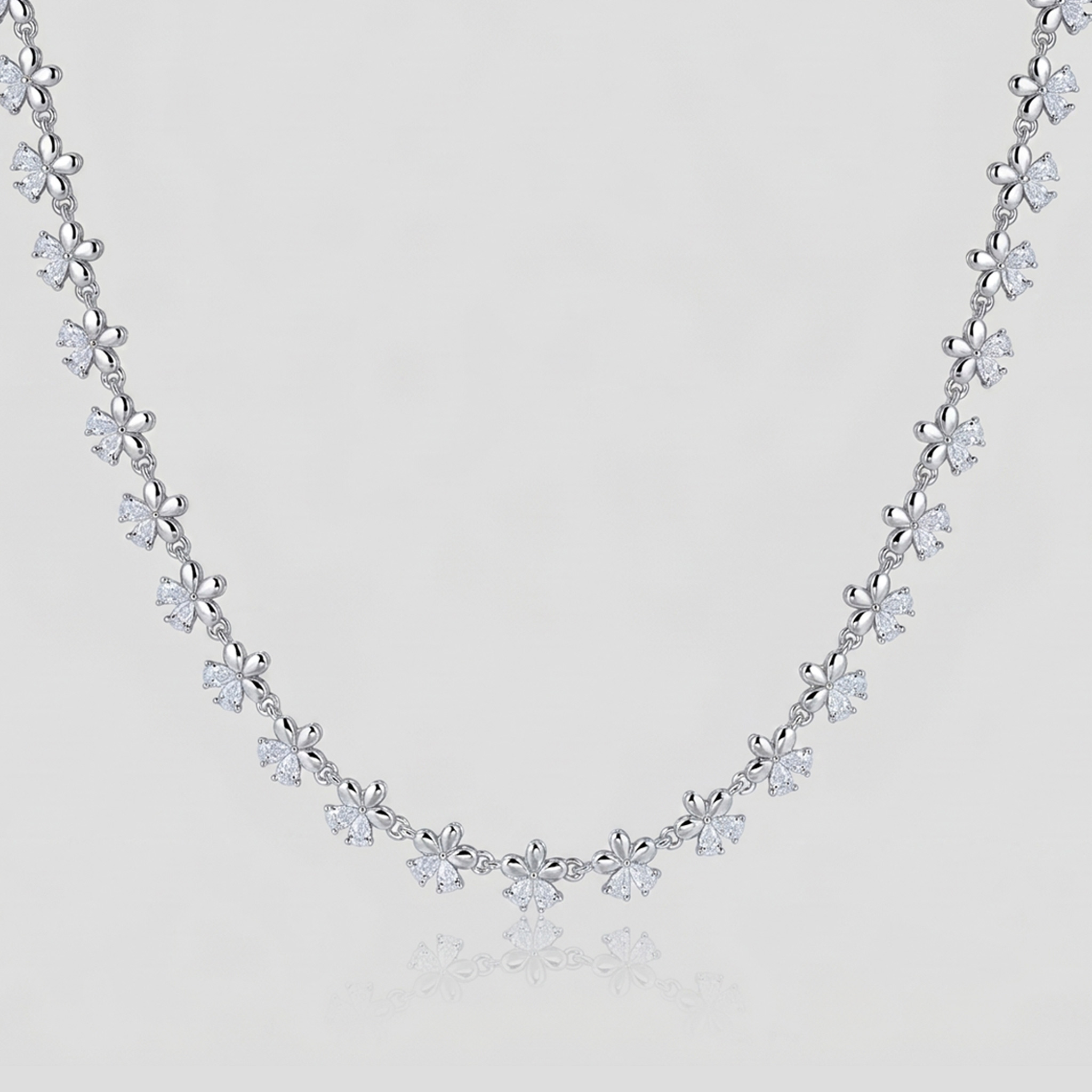 Additional view: GROVE Silver Flower Chain Necklace by Raseel Gifts