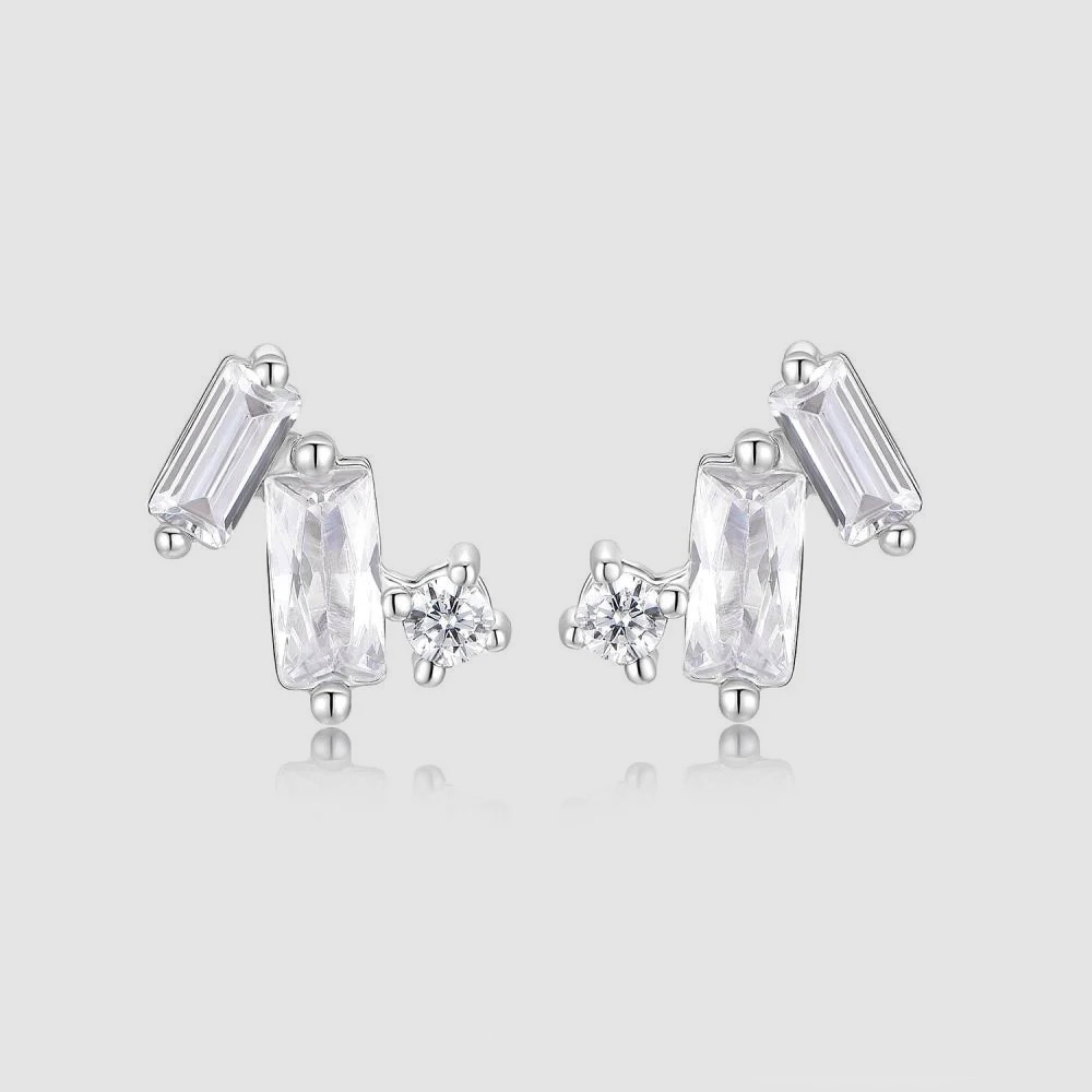 Additional view: GROVE Stainless Steel Sparkling Stones Earrings by Raseel Gifts