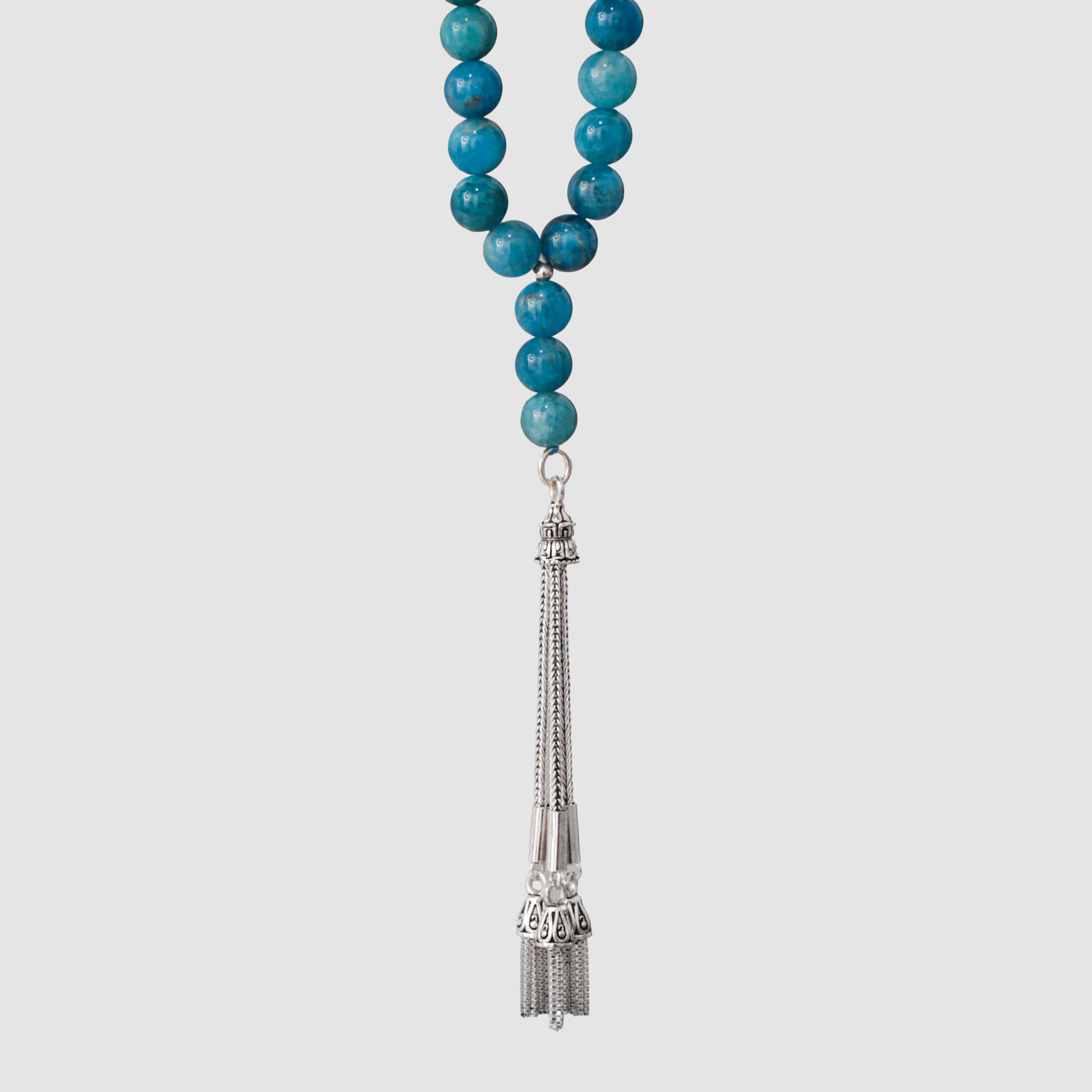 Raseel blue apatite beads full display