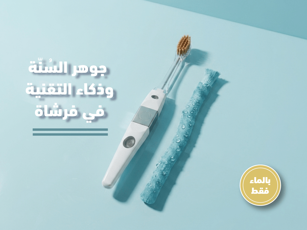 لوحة غرافيكية بإطار ذهبي توضح نقاء المكونات الطبيعية من السيليكا اليابانية الطبيعية وبودرة المسواك المعالجة